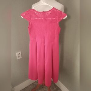Pink Lace Satin Sleeveless Dress for Weddings Size 8 Girl's